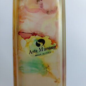 MURANO ARTE GLASS DECANTER vase Avant-Garde Beveled RARE 12" ITALY Frosted Gold